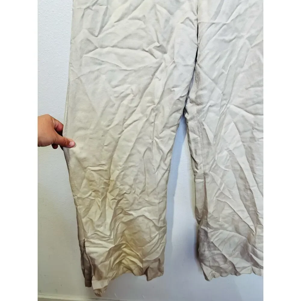Anine Bing Women's Off-White Wide-Leg Front Zipper Lyra Trousers Pants Size 34